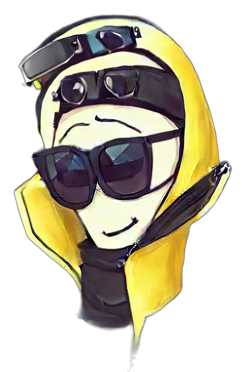 jacket, mask, staff, face, cartoon, concept art, pixel art, cyberpunk transparent PNG cut-out