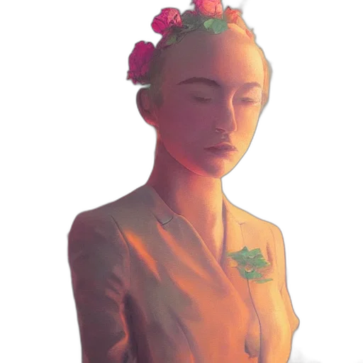 crown, flower, dress, jewelry, concept art, photorealistic, fantasy art, oil painting transparent PNG cut-out