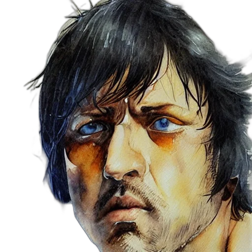 face, photorealistic, comic book art, watercolor, concept art, john, rambo, portrait transparent PNG cut-out