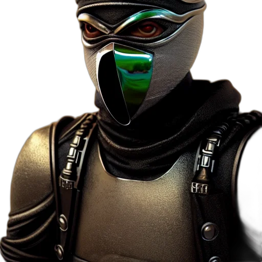 mask, robot, face, staff, concept art, 3d render, cyberpunk, photorealistic transparent PNG cut-out