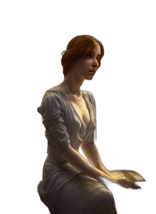 dress, staff, face, jewelry, concept art, fantasy art, photorealistic, oil painting transparent PNG cut-out