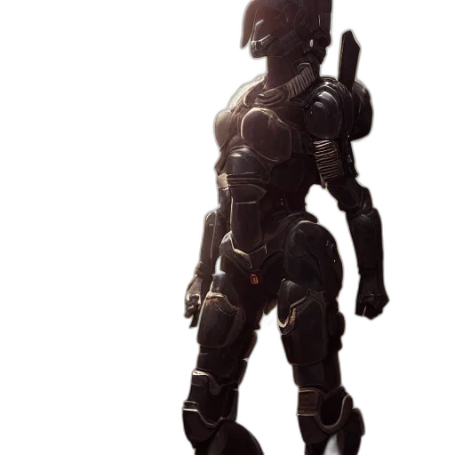 robot, weapon, sword, concept art, 3d render, pixel art, dark, earth tones transparent PNG cut-out