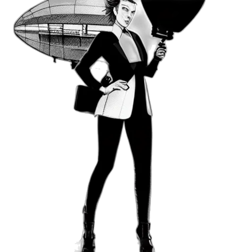 staff, umbrella, jacket, weapon, cartoon, concept art, comic book art, fantasy art transparent PNG cut-out