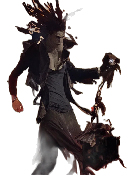 staff, creature, mask, jacket transparent PNG cut-out