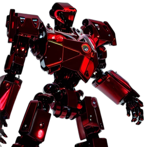 robot, 3d render, concept art, red, shiny, ornate, boxing, humanoid transparent PNG cut-out