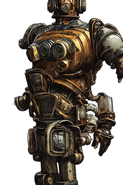 robot, concept art, golden, hardmesh transparent PNG cut-out