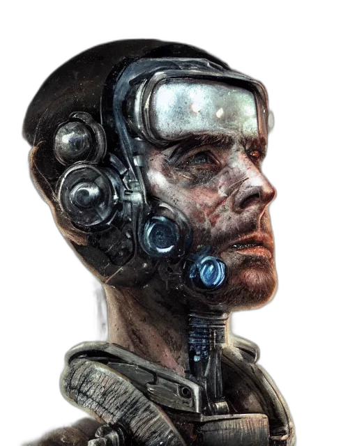 robot, face, mask, staff, concept art, cyberpunk, photorealistic, 3d render transparent PNG cut-out