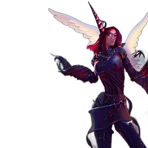 concept art, fantasy art, comic book art, pixel art, woman, unicorn, hybrid, red transparent PNG cut-out