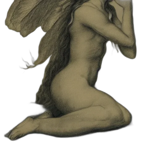creature, dragon, hair, mask, fantasy art, concept art, pencil sketch, photorealistic transparent PNG cut-out