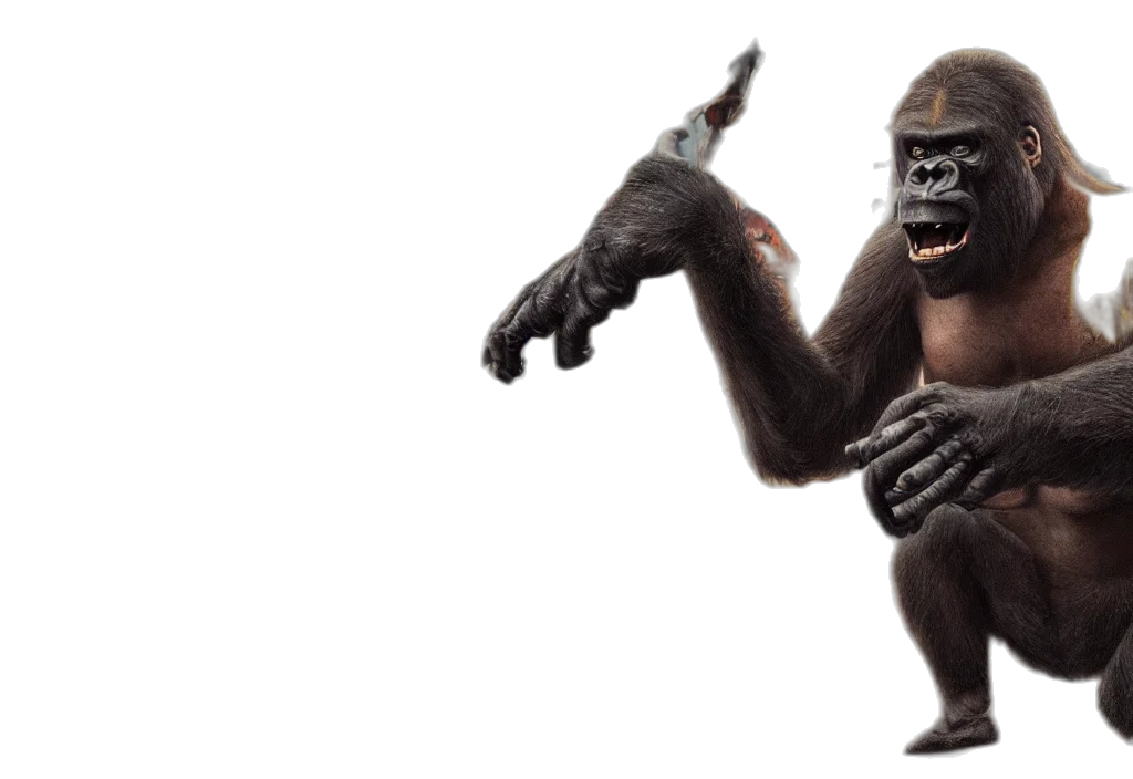 animal, creature, staff, concept art, 3d render, photorealistic, king, kong transparent PNG cut-out
