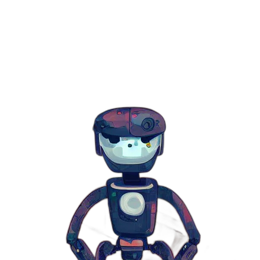 robot, creature, staff, pixel art, concept art, 3d render, comic book art, red transparent PNG cut-out