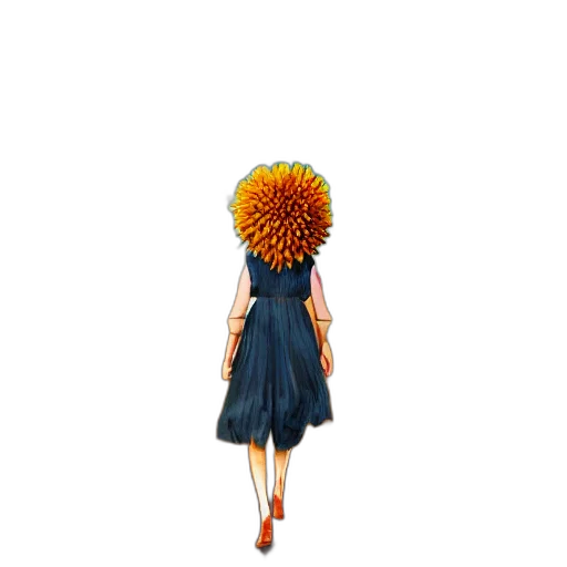 dress, flower, hair, staff, 3d render, concept art, cartoon, photorealistic transparent PNG cut-out