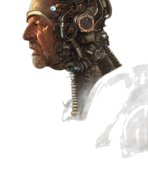 robot, face, mask, crown transparent PNG cut-out