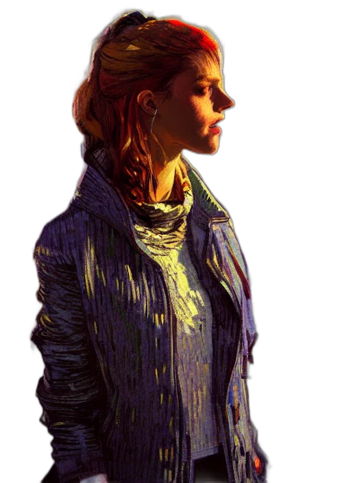 jacket, face, dress, concept art transparent PNG cut-out
