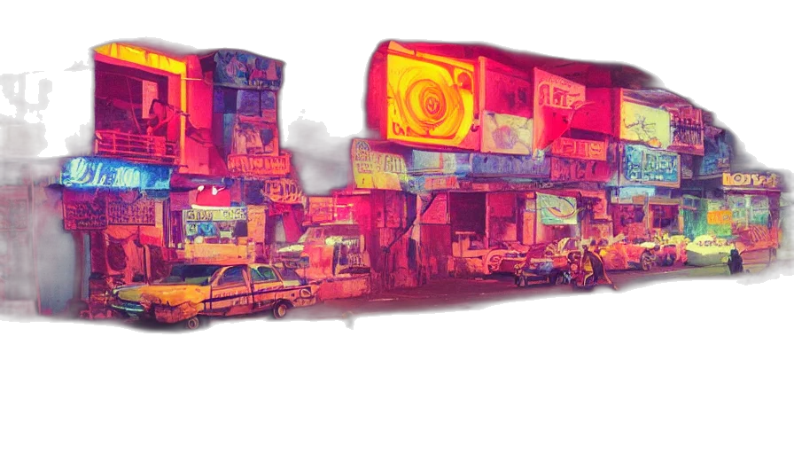 car, building, concept art, cyberpunk transparent PNG cut-out