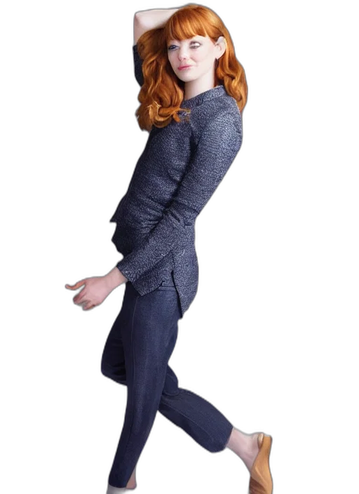jacket, dress, staff, hair transparent PNG cut-out