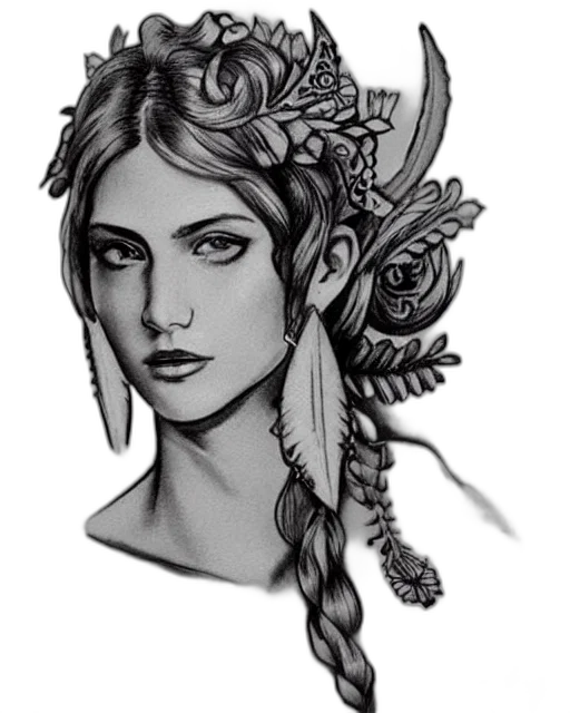 crown, face, jewelry, fantasy art, pencil sketch, concept art, comic book art, monochrome transparent PNG cut-out