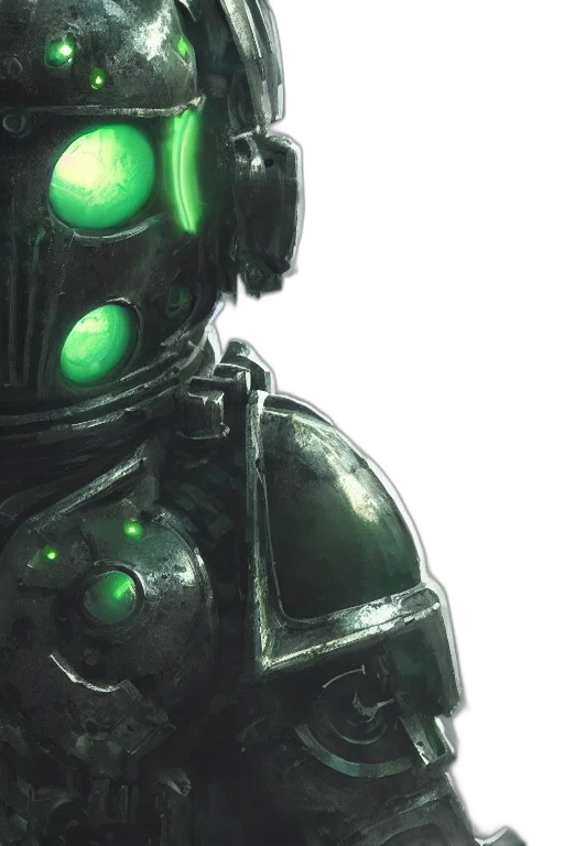 robot, mask, concept art, comic book art, watercolor, 3d render, green, close transparent PNG cut-out