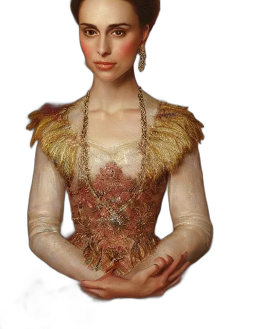 dress, crown, jewelry, staff transparent PNG cut-out