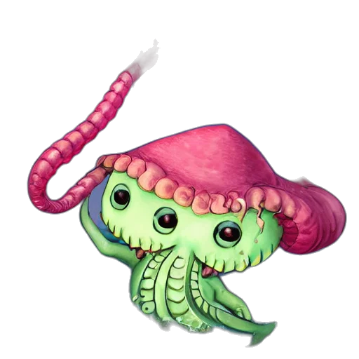 hat, creature, staff, dragon, pixel art, concept art, fantasy art, watercolor transparent PNG cut-out