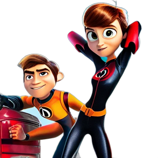 concept art, 3d render, cartoon, comic book art, elastigirl, finds, ratchet, clank transparent PNG cut-out