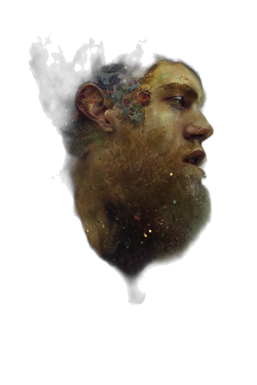 face, crown, mask, creature, concept art, photorealistic, fantasy art, watercolor transparent PNG cut-out
