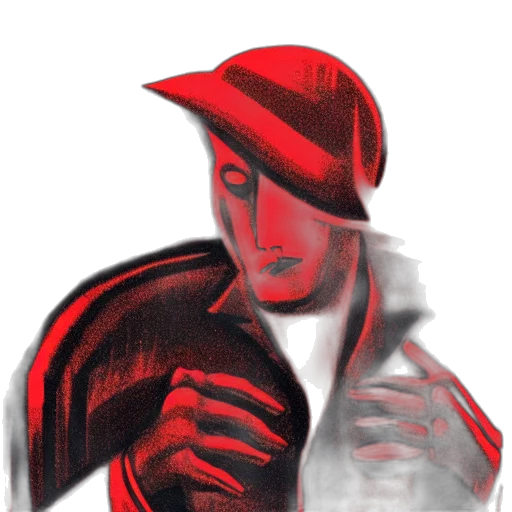 hat, mask, face, jacket, comic book art, concept art, photorealistic, cartoon transparent PNG cut-out