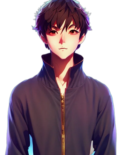 jacket, face, staff, mask, anime, pixel art, cartoon, fantasy art transparent PNG cut-out