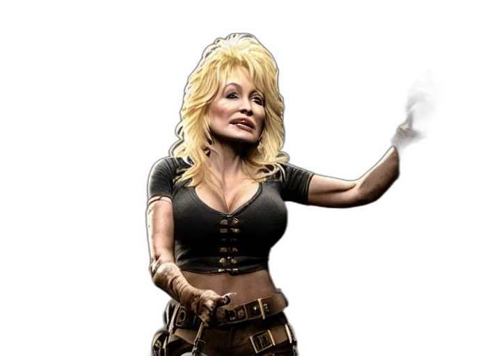 fantasy art, concept art, comic book art, photorealistic, film, still, dolly, parton transparent PNG cut-out