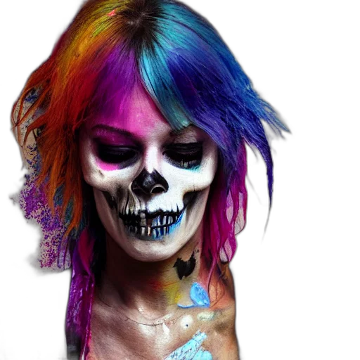 mask, photorealistic, cyberpunk, concept art, colorful, neon, dark, mixed transparent PNG cut-out