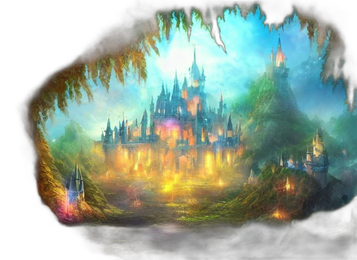 crown, fantasy art, concept art, 3d render, watercolor, fog, forest, outer space transparent PNG cut-out