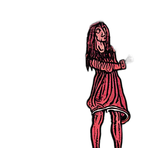 dress, hair, staff, creature, cartoon, concept art, pixel art, comic book art transparent PNG cut-out