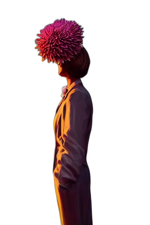 hat, jacket, crown, hair, photorealistic, 3d render, concept art, red transparent PNG cut-out