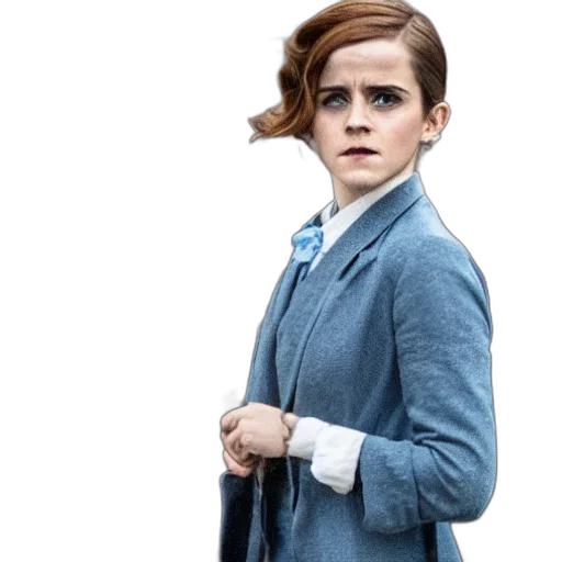 jacket, hair, dress, staff transparent PNG cut-out