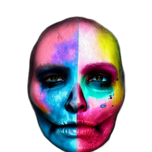 mask, face, robot, jewelry, photorealistic, concept art, 3d render, vaporwave transparent PNG cut-out