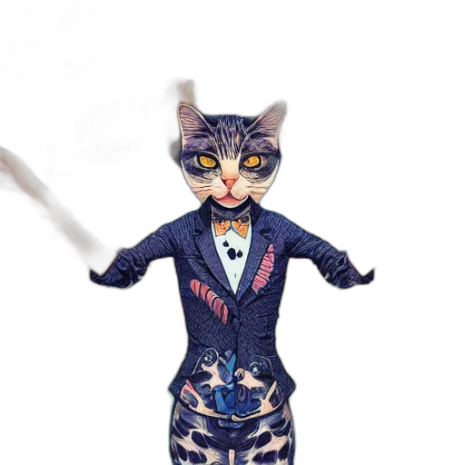 staff, animal, concept art, cartoon, 3d render, photorealistic, crazy, cat transparent PNG cut-out
