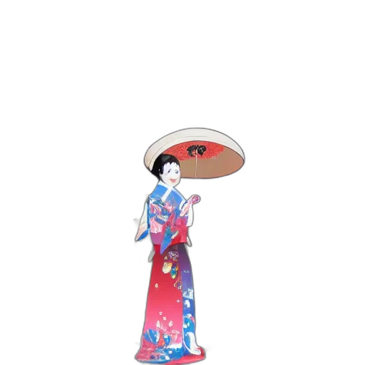 dress, umbrella, hat, staff transparent PNG cut-out