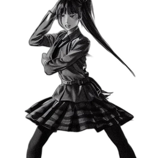dress, weapon, jacket, staff, anime, concept art, cartoon, pencil sketch transparent PNG cut-out