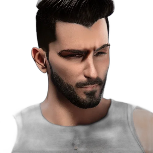 face, hair, photorealistic, cartoon, 3d render, concept art, earth tones, tonni transparent PNG cut-out