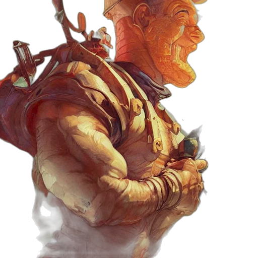 concept art, comic book art, fantasy art, cyberpunk, fire, red, golden, earth tones transparent PNG cut-out