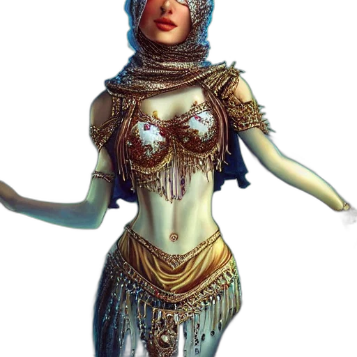 jewelry, dress, mask, robot, concept art, fantasy art, 3d render, comic book art transparent PNG cut-out