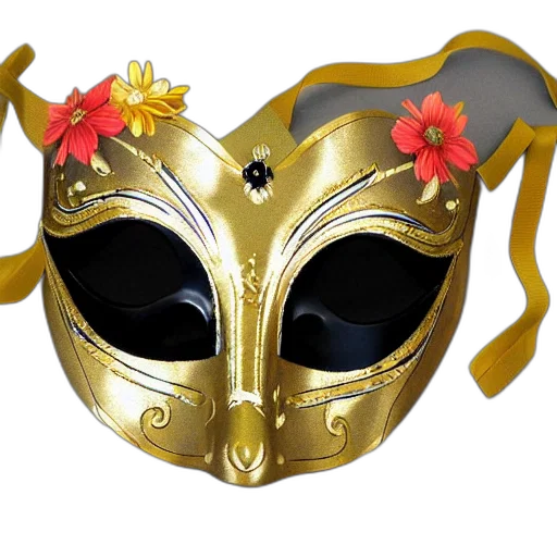mask, crown, jewelry, flower, 3d render, concept art, photorealistic, fantasy art transparent PNG cut-out