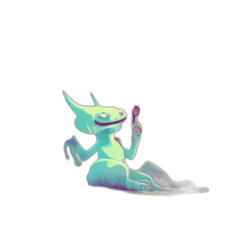 dragon, staff, creature, weapon, concept art, vaporwave, 3d render, fantasy art transparent PNG cut-out
