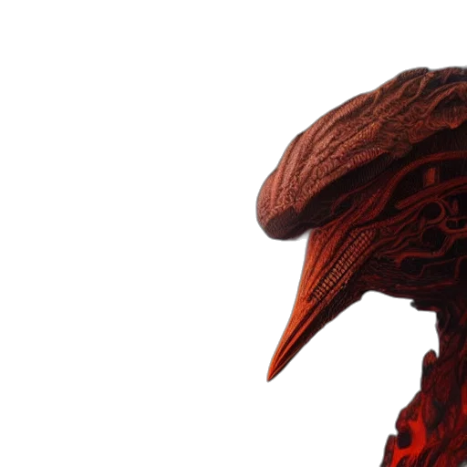 creature, dragon, mask, animal, concept art, 3d render, photorealistic, red transparent PNG cut-out