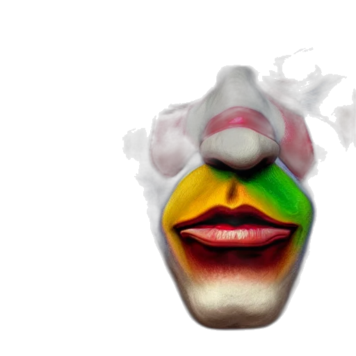 mask, face, hat, creature, 3d render, photorealistic, concept art, vaporwave transparent PNG cut-out