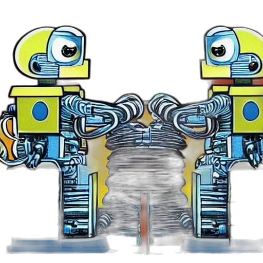 robot, concept art, 3d render, pixel art transparent PNG cut-out