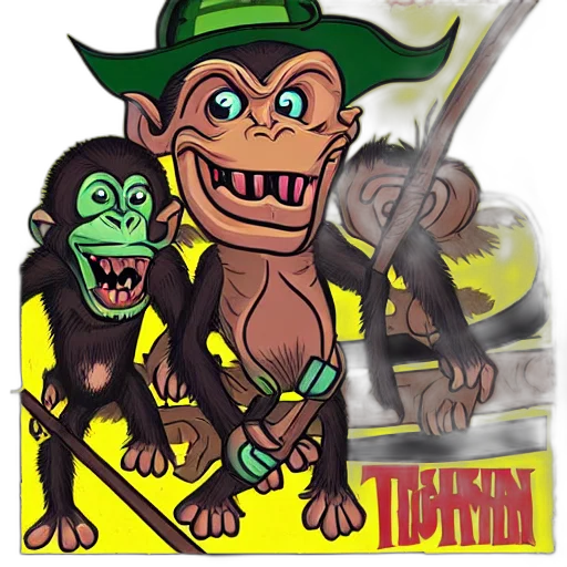concept art, monkey, goblin, hold, radical, sign, cartoony, cover transparent PNG cut-out