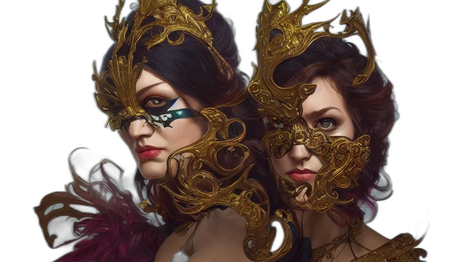 mask, crown, jewelry, photorealistic transparent PNG cut-out