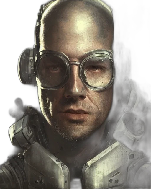 face, mask, staff, robot, concept art, comic book art, cyberpunk, photorealistic transparent PNG cut-out