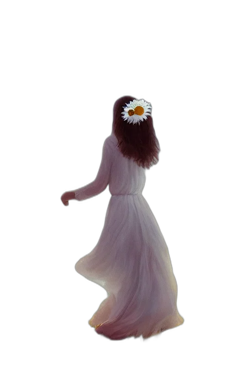 dress, crown, flower, staff, photorealistic, concept art, 3d render, oil painting transparent PNG cut-out